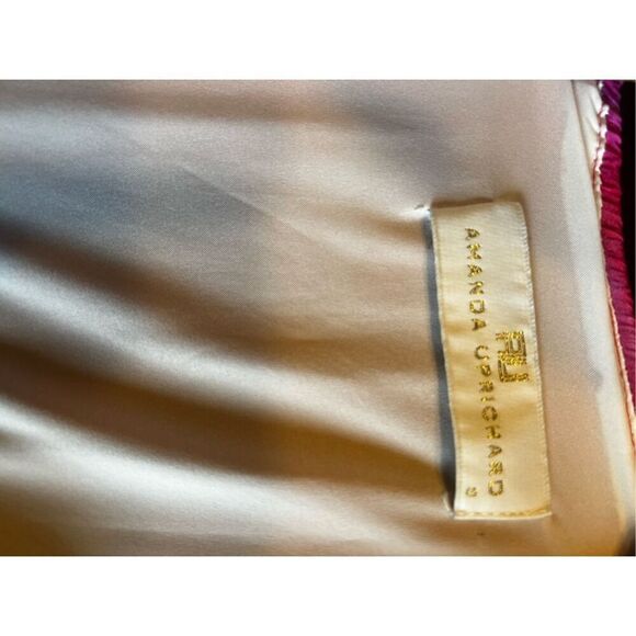 Amanda Uprichard Small 100% silk pink purple tie dye rainbow strapless dress - Picture 7 of 7